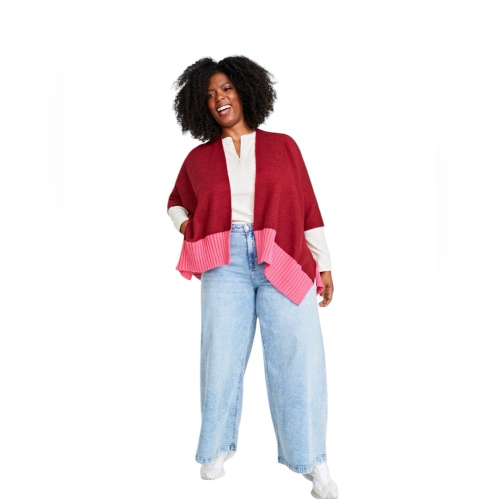 NWT On 34 Tight Knit Reversible Kimono Wrap